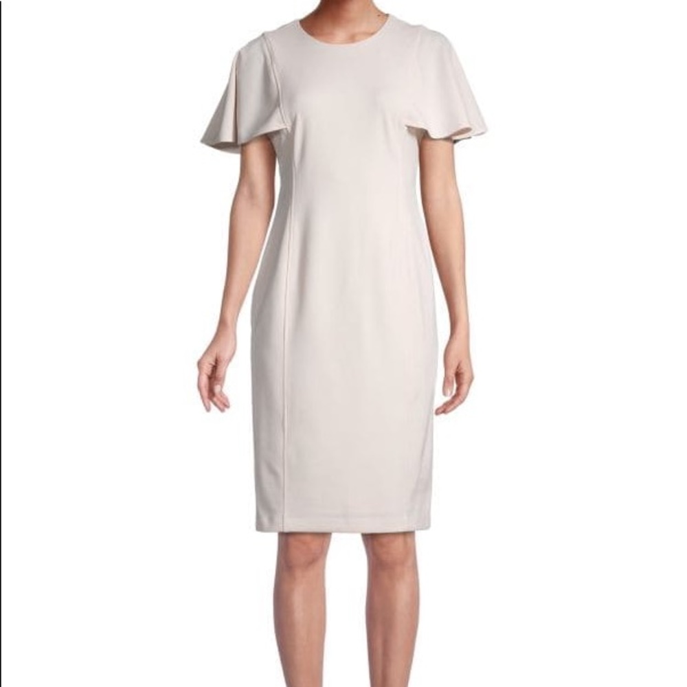 Calvin Klein Scuba Crepe Flutter Sleeve Dress
